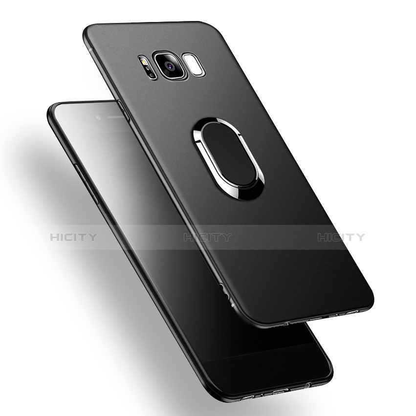 Custodia Silicone Ultra Sottile Morbida con Anello Supporto A02 per Samsung Galaxy S8 Plus Nero