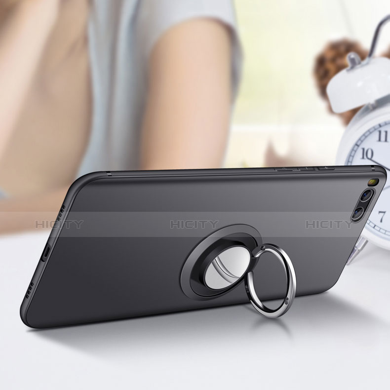 Custodia Silicone Ultra Sottile Morbida con Anello Supporto A02 per Xiaomi Mi Note 3 Nero