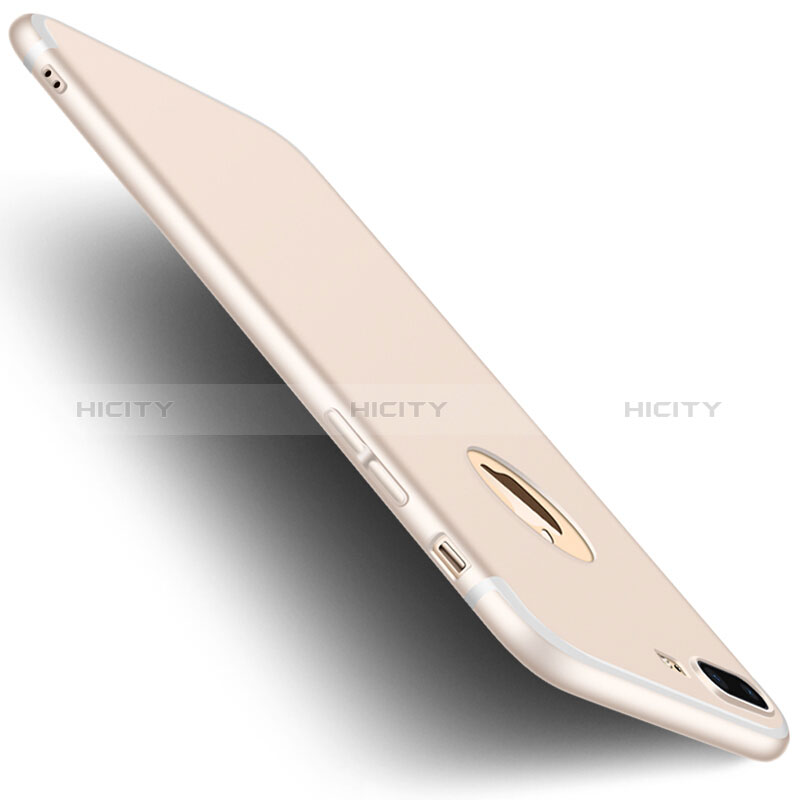 Custodia Silicone Ultra Sottile Morbida con Anello Supporto A04 per Apple iPhone 8 Plus Oro