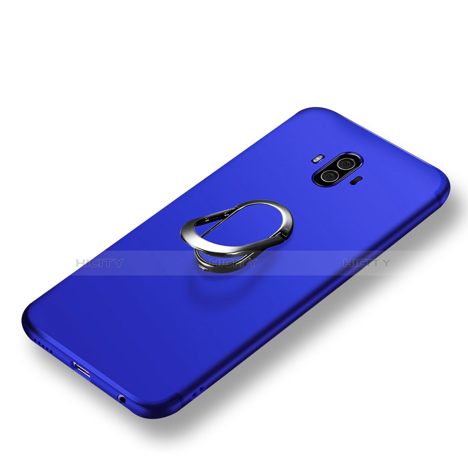 Custodia Silicone Ultra Sottile Morbida con Anello Supporto A04 per Huawei Mate 10 Blu