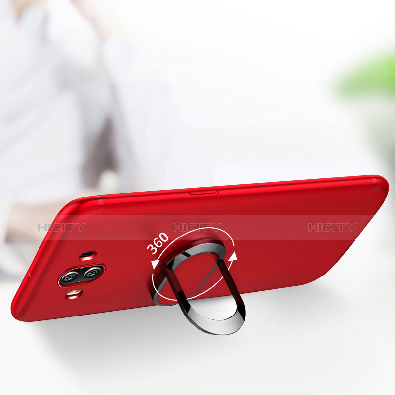 Custodia Silicone Ultra Sottile Morbida con Anello Supporto A04 per Huawei Mate 10 Rosso