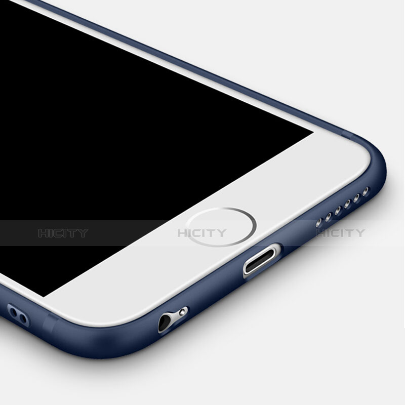 Custodia Silicone Ultra Sottile Morbida con Anello Supporto per Apple iPhone 6 Plus Blu