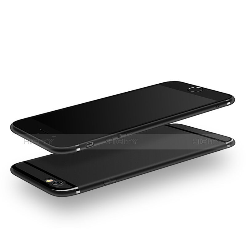 Custodia Silicone Ultra Sottile Morbida con Anello Supporto per Apple iPhone 6S Plus Nero