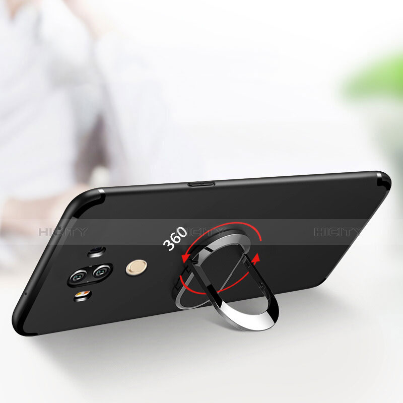 Custodia Silicone Ultra Sottile Morbida con Anello Supporto per Huawei Mate 10 Pro Nero