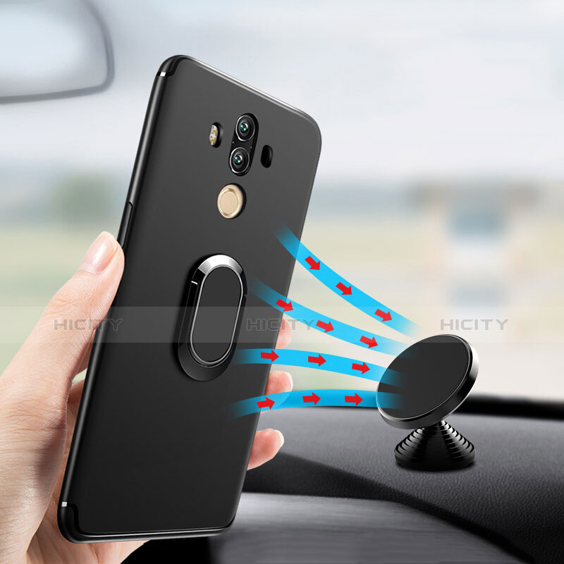 Custodia Silicone Ultra Sottile Morbida con Anello Supporto per Huawei Mate 10 Pro Nero