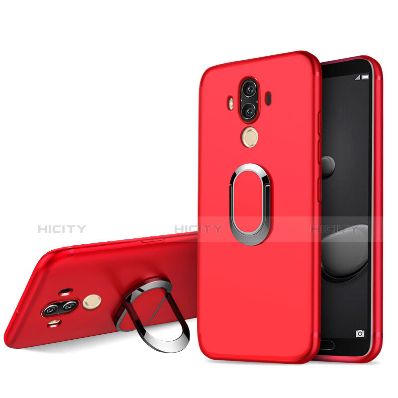 Custodia Silicone Ultra Sottile Morbida con Anello Supporto per Huawei Mate 10 Pro Rosso