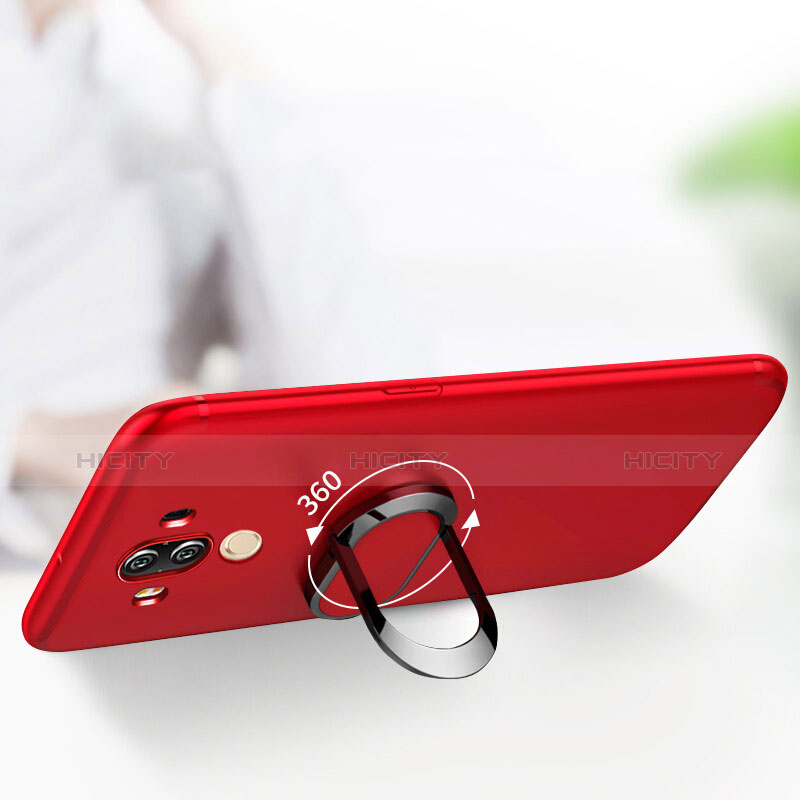 Custodia Silicone Ultra Sottile Morbida con Anello Supporto per Huawei Mate 10 Pro Rosso