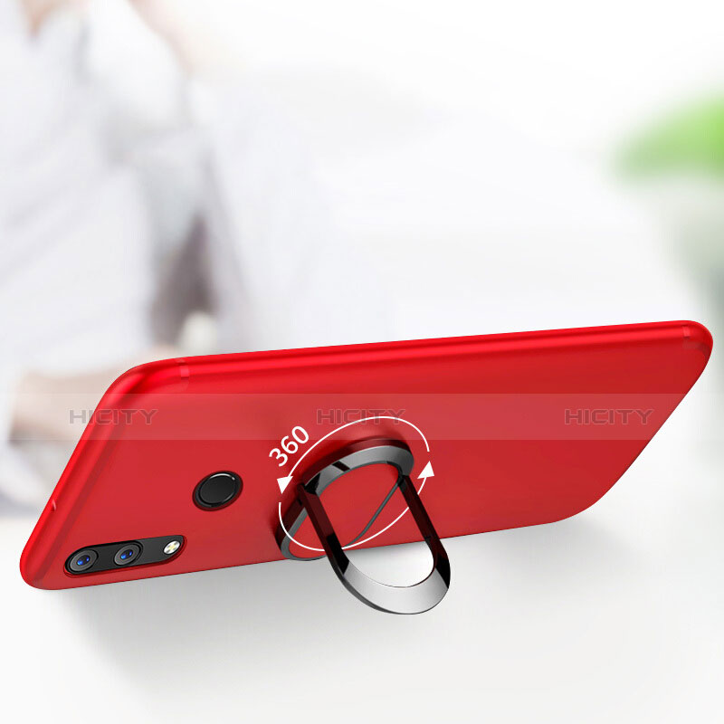 Custodia Silicone Ultra Sottile Morbida con Anello Supporto per Huawei Nova 3e Rosso