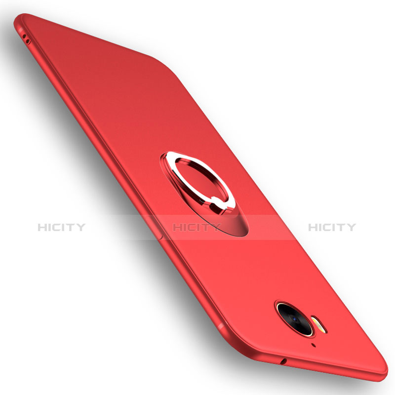 Custodia Silicone Ultra Sottile Morbida con Anello Supporto per Huawei Nova Young Rosso