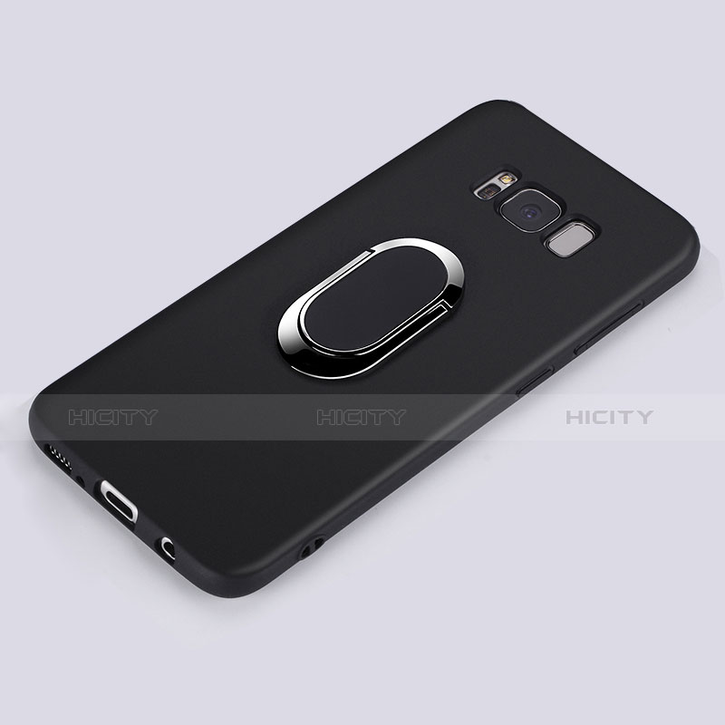 Custodia Silicone Ultra Sottile Morbida con Anello Supporto per Samsung Galaxy S8 Nero