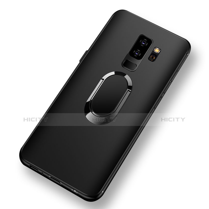 Custodia Silicone Ultra Sottile Morbida con Anello Supporto per Samsung Galaxy S9 Plus Nero