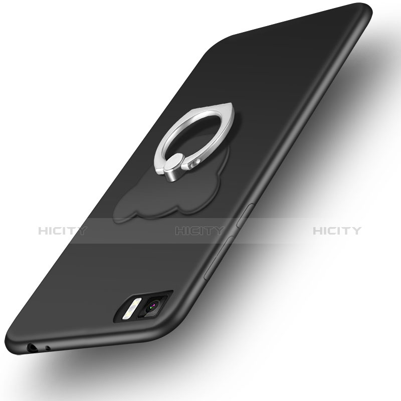 Custodia Silicone Ultra Sottile Morbida con Anello Supporto per Xiaomi Mi 3 Nero