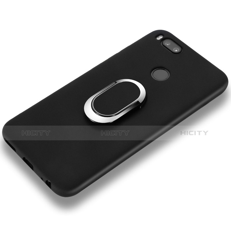 Custodia Silicone Ultra Sottile Morbida con Anello Supporto per Xiaomi Mi 5X Nero