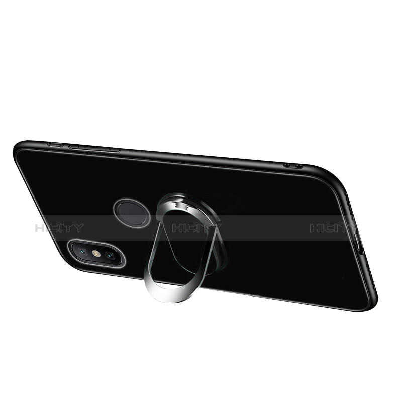 Custodia Silicone Ultra Sottile Morbida con Anello Supporto per Xiaomi Mi Mix 2S Nero