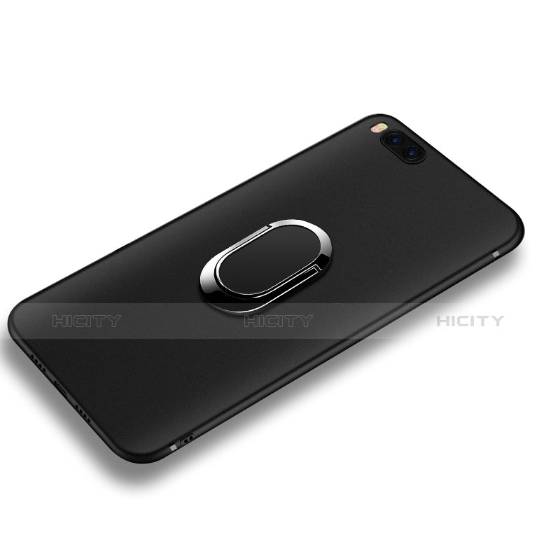 Custodia Silicone Ultra Sottile Morbida con Anello Supporto per Xiaomi Mi Note 3 Nero
