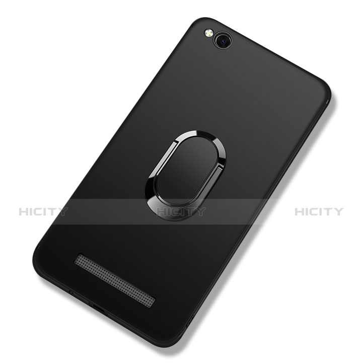 Custodia Silicone Ultra Sottile Morbida con Anello Supporto per Xiaomi Redmi 4A Nero
