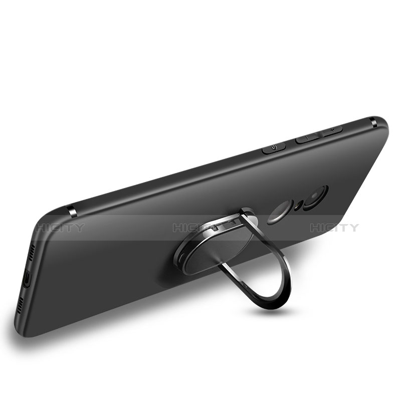 Custodia Silicone Ultra Sottile Morbida con Anello Supporto per Xiaomi Redmi 5 Nero