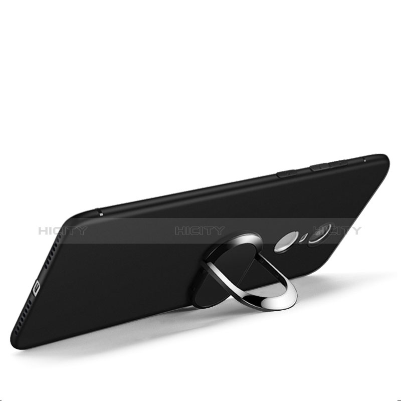 Custodia Silicone Ultra Sottile Morbida con Anello Supporto per Xiaomi Redmi Note 4 Standard Edition Nero