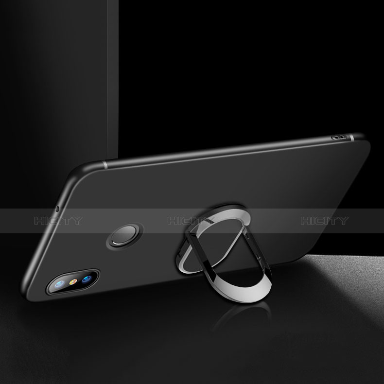 Custodia Silicone Ultra Sottile Morbida con Anello Supporto per Xiaomi Redmi Note 5 AI Dual Camera Nero