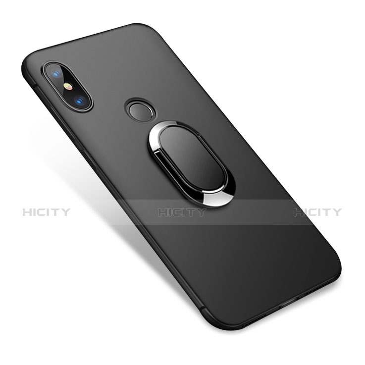 Custodia Silicone Ultra Sottile Morbida con Anello Supporto per Xiaomi Redmi Note 5 Nero