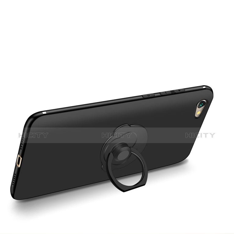 Custodia Silicone Ultra Sottile Morbida con Anello Supporto per Xiaomi Redmi Note 5A Standard Edition Nero