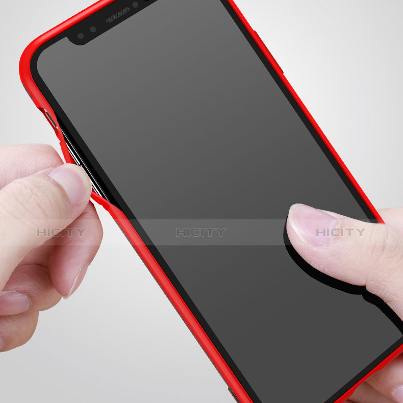 Custodia Silicone Ultra Sottile Morbida con Anello Supporto T01 per Apple iPhone Xs Max Rosso