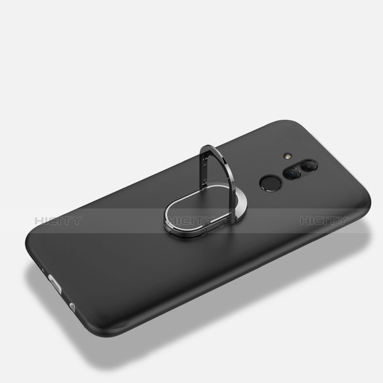 Custodia Silicone Ultra Sottile Morbida con Magnetico Anello Supporto A02 per Huawei Maimang 7 Nero