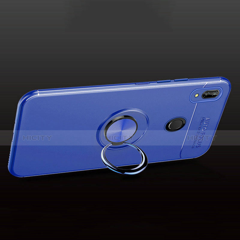 Custodia Silicone Ultra Sottile Morbida con Magnetico Anello Supporto A02 per Huawei Nova 3i Blu