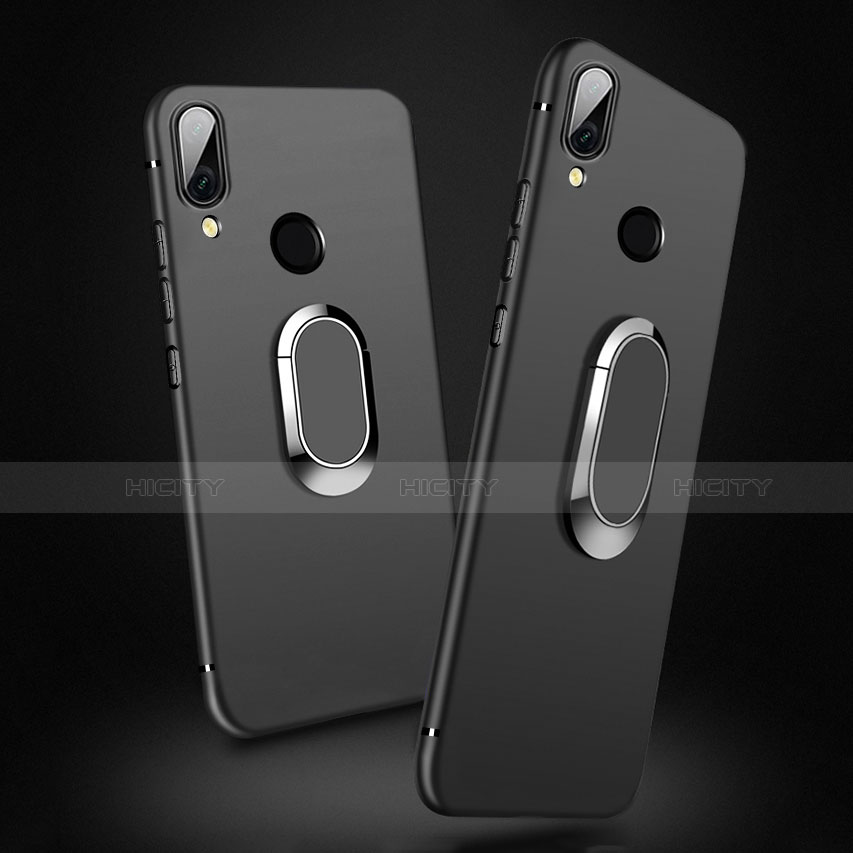 Custodia Silicone Ultra Sottile Morbida con Magnetico Anello Supporto A02 per Xiaomi Redmi Note 7 Nero