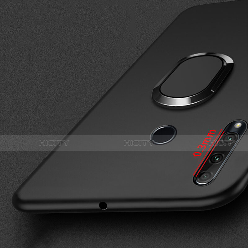 Custodia Silicone Ultra Sottile Morbida con Magnetico Anello Supporto per Huawei Enjoy 9s Nero