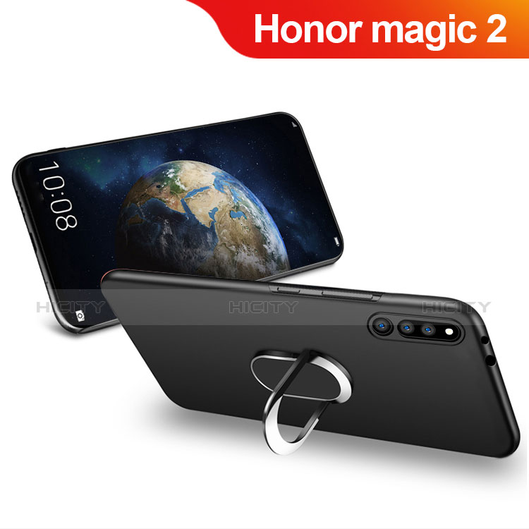 Custodia Silicone Ultra Sottile Morbida con Magnetico Anello Supporto per Huawei Honor Magic 2 Nero