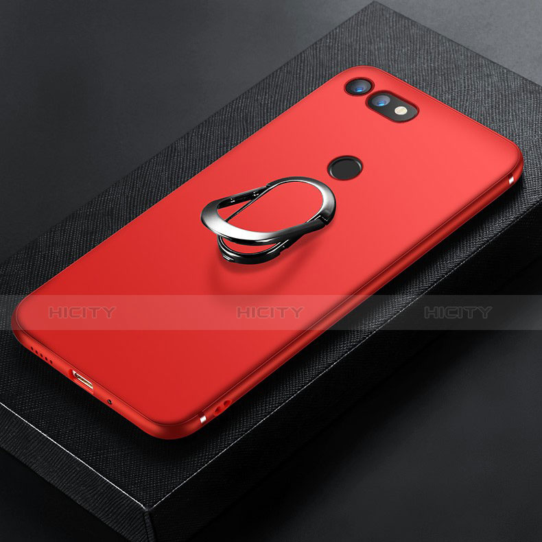 Custodia Silicone Ultra Sottile Morbida con Magnetico Anello Supporto per Huawei Honor V20 Rosso