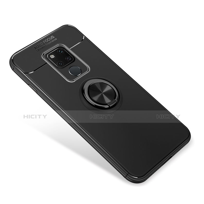 Custodia Silicone Ultra Sottile Morbida con Magnetico Anello Supporto per Huawei Mate 20 Nero