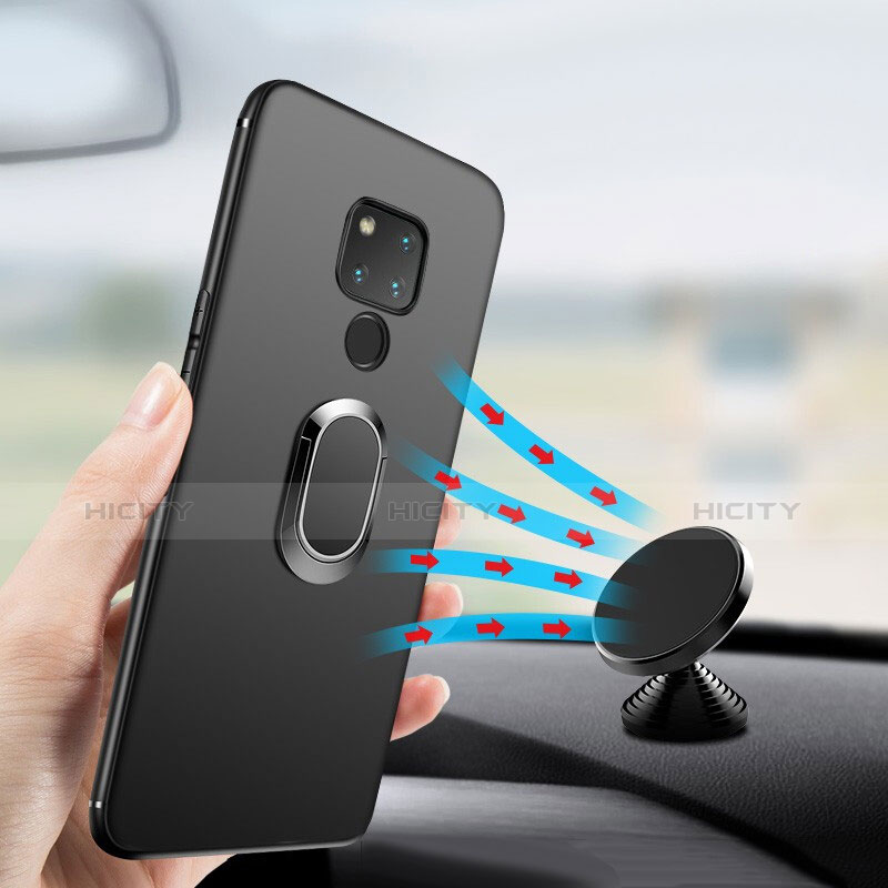 Custodia Silicone Ultra Sottile Morbida con Magnetico Anello Supporto per Huawei Mate 20 X Nero