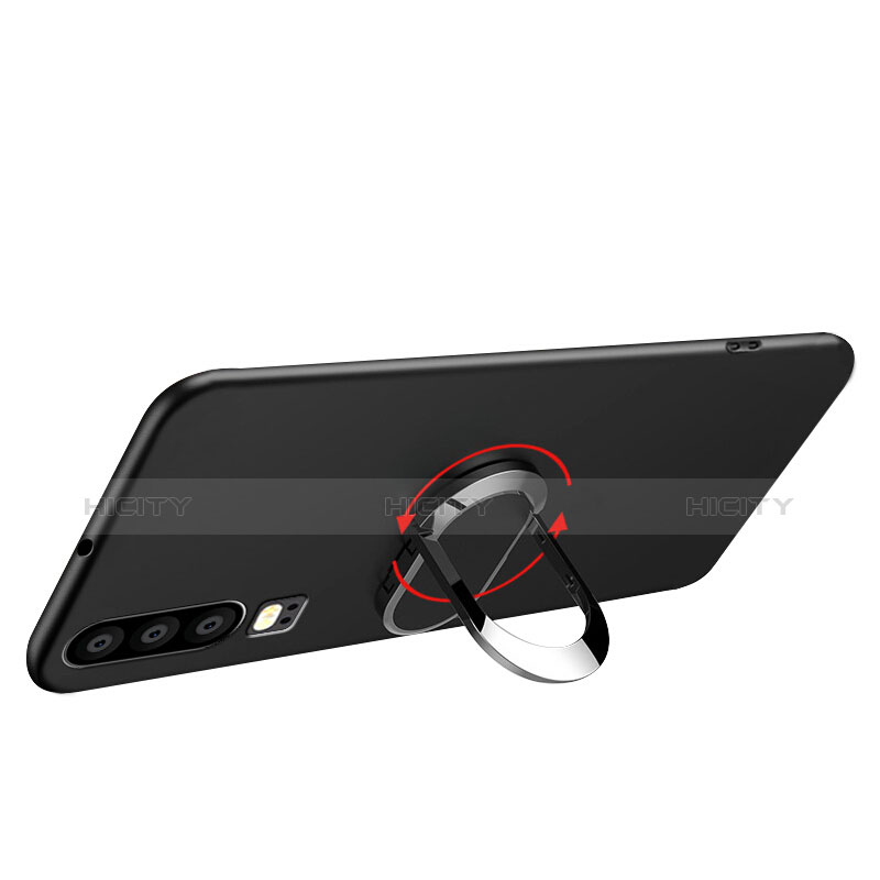 Custodia Silicone Ultra Sottile Morbida con Magnetico Anello Supporto per Huawei P30 Nero