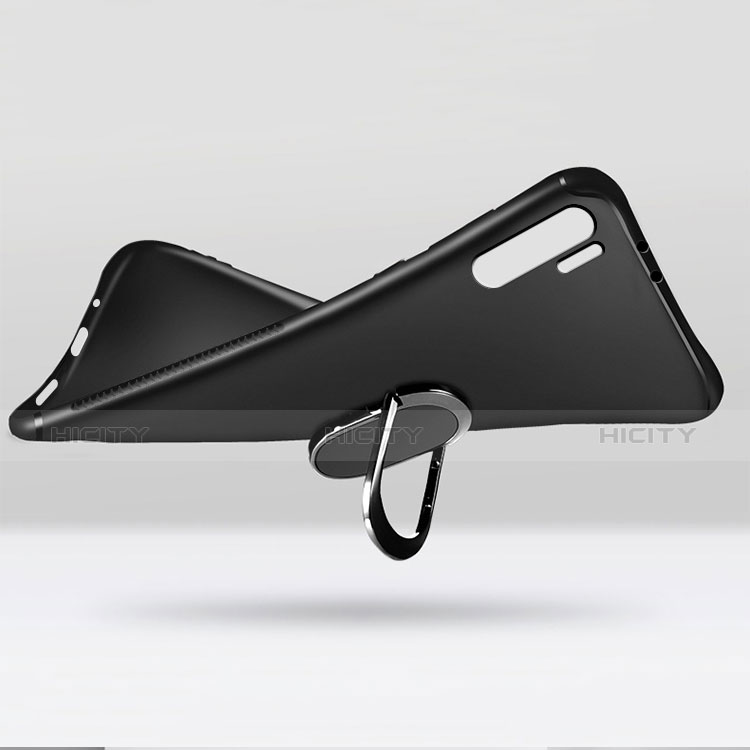 Custodia Silicone Ultra Sottile Morbida con Magnetico Anello Supporto per Huawei P30 Pro New Edition Nero