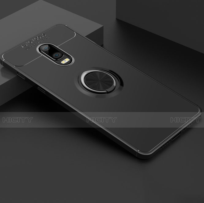 Custodia Silicone Ultra Sottile Morbida con Magnetico Anello Supporto per OnePlus 6T Nero