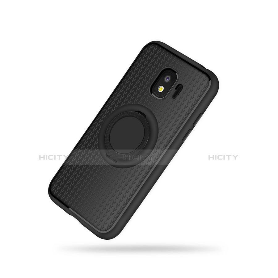 Custodia Silicone Ultra Sottile Morbida con Magnetico Anello Supporto per Samsung Galaxy Grand Prime Pro (2018) Nero