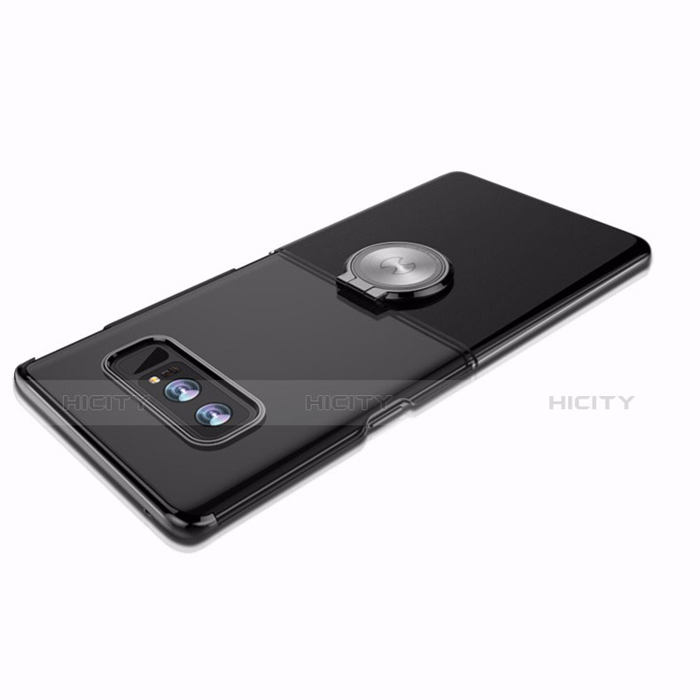Custodia Silicone Ultra Sottile Morbida con Magnetico Anello Supporto per Samsung Galaxy Note 8 Duos N950F Nero