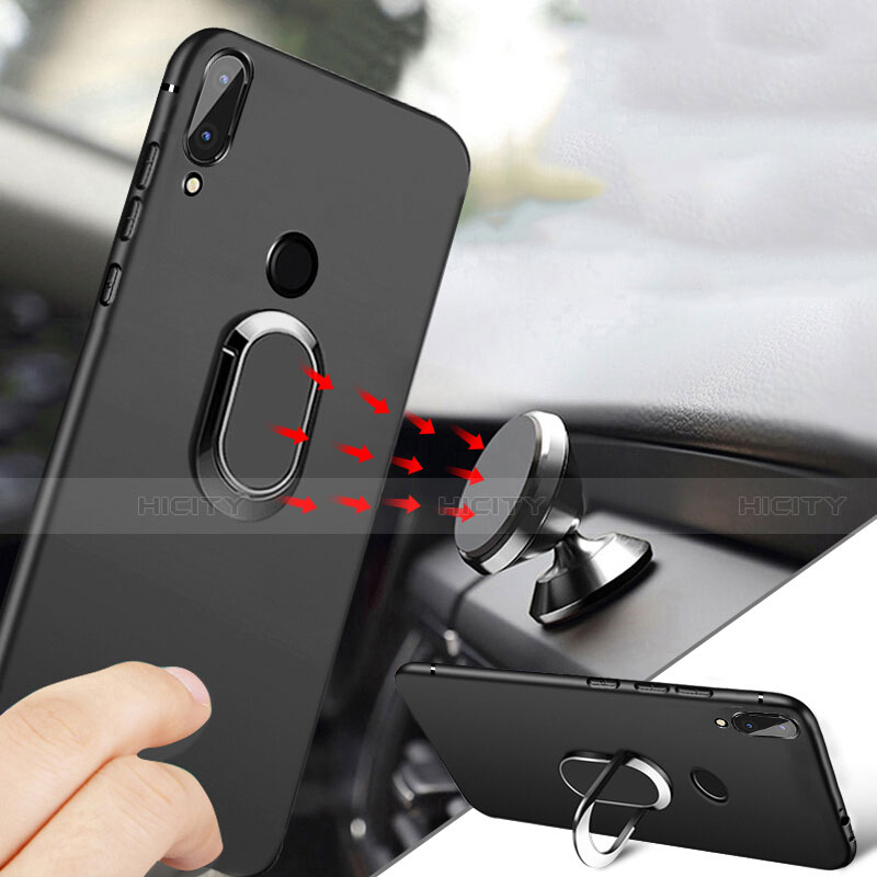 Custodia Silicone Ultra Sottile Morbida con Magnetico Anello Supporto per Xiaomi Redmi 7 Nero