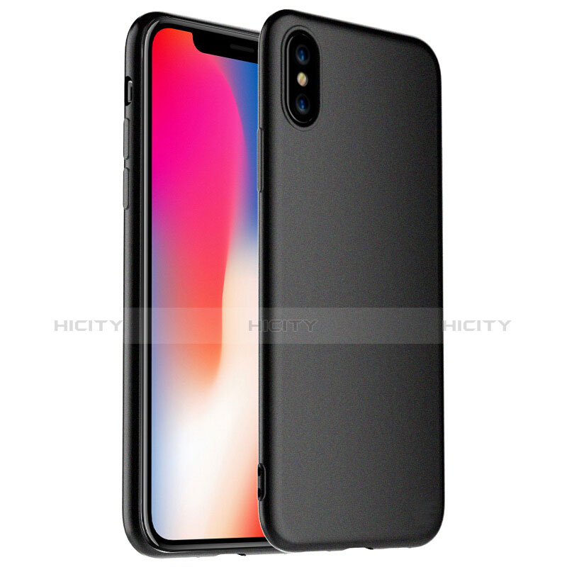 Custodia Silicone Ultra Sottile Morbida con Pellicola Protettiva per Apple iPhone Xs Max Nero