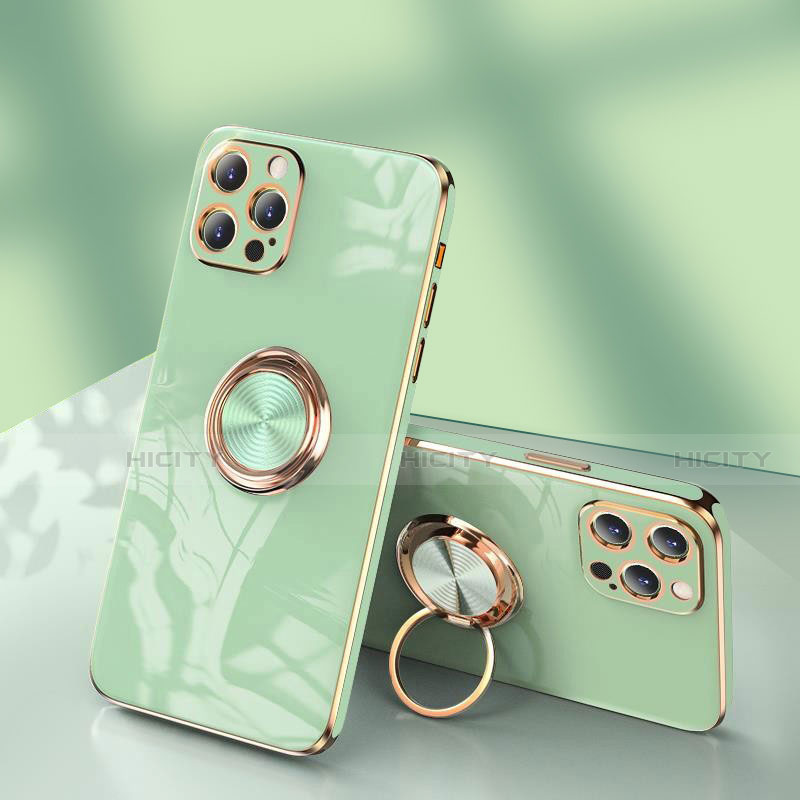 Custodia Silicone Ultra Sottile Morbida Cover con Anello Supporto per Apple iPhone 13 Pro