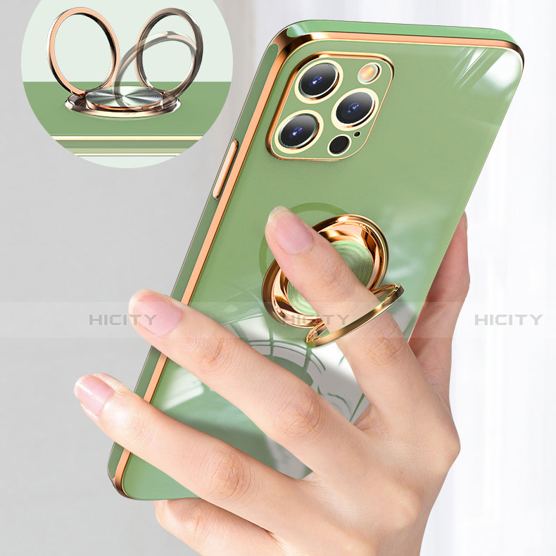 Custodia Silicone Ultra Sottile Morbida Cover con Anello Supporto per Apple iPhone 15 Pro Max