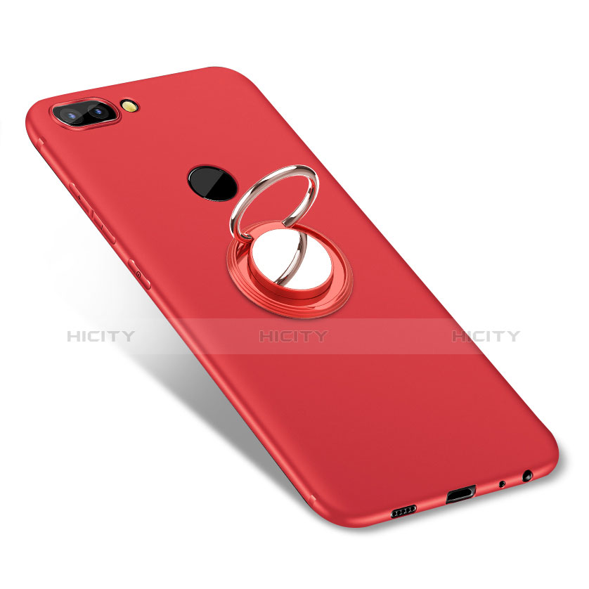 Custodia Silicone Ultra Sottile Morbida Cover con Anello Supporto per Huawei Enjoy 7S Rosso
