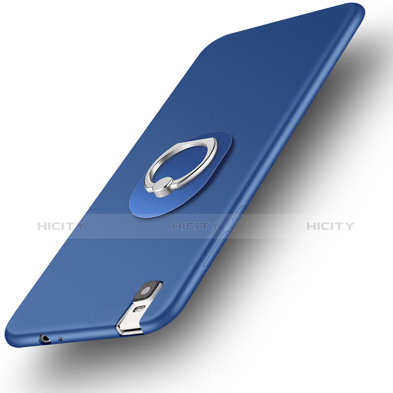 Custodia Silicone Ultra Sottile Morbida Cover con Anello Supporto per Huawei Honor 7i shot X Blu