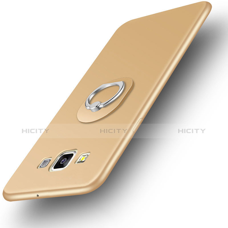 Custodia Silicone Ultra Sottile Morbida Cover con Anello Supporto per Samsung Galaxy A3 Duos SM-A300F Oro