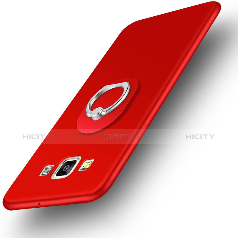 Custodia Silicone Ultra Sottile Morbida Cover con Anello Supporto per Samsung Galaxy A3 Duos SM-A300F Rosso