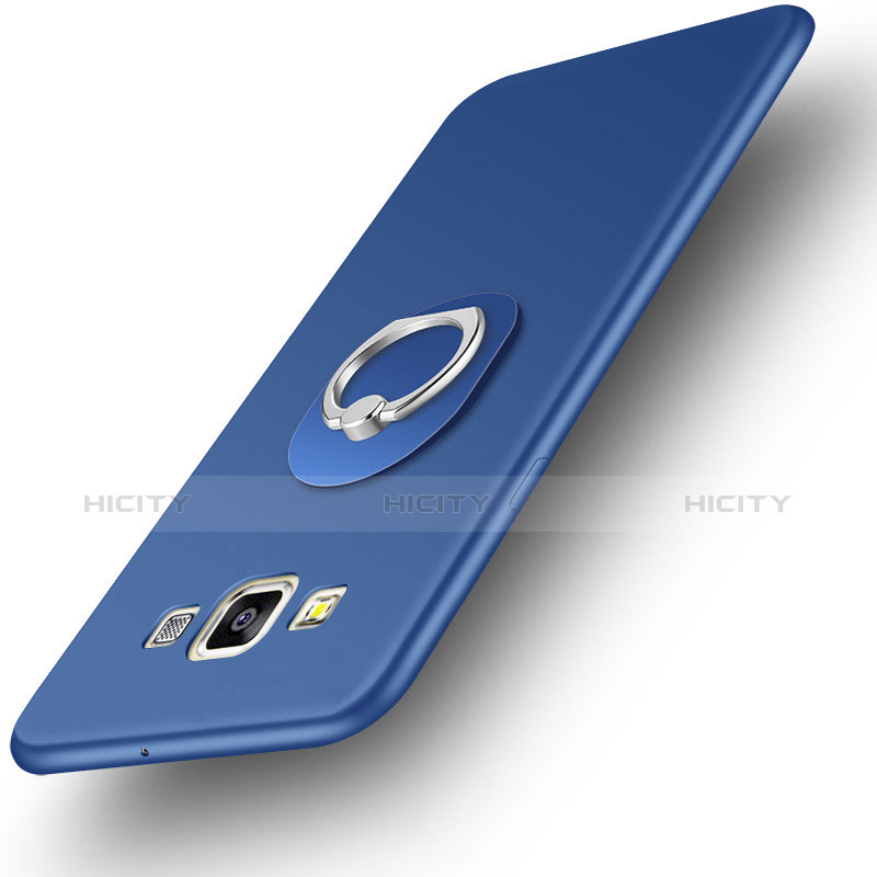 Custodia Silicone Ultra Sottile Morbida Cover con Anello Supporto per Samsung Galaxy A3 SM-300F Blu