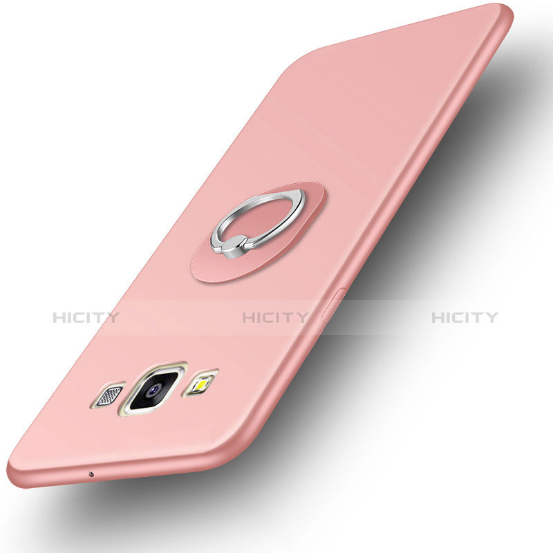 Custodia Silicone Ultra Sottile Morbida Cover con Anello Supporto per Samsung Galaxy DS A300G A300H A300M Oro Rosa