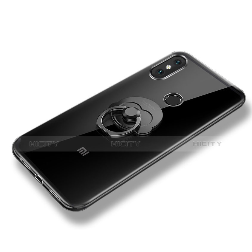 Custodia Silicone Ultra Sottile Morbida Cover con Anello Supporto per Xiaomi Mi 8 Chiaro